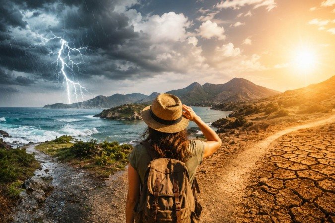Clima extremo afeta viagens e já influencia escolha de destinos de 8 em cada 10 brasileiros - (crédito: Uai Turismo) Clima extremo afeta viagens e já influencia escolha de destinos de 8 em cada 10 brasileiros - (crédito: Uai Turismo)