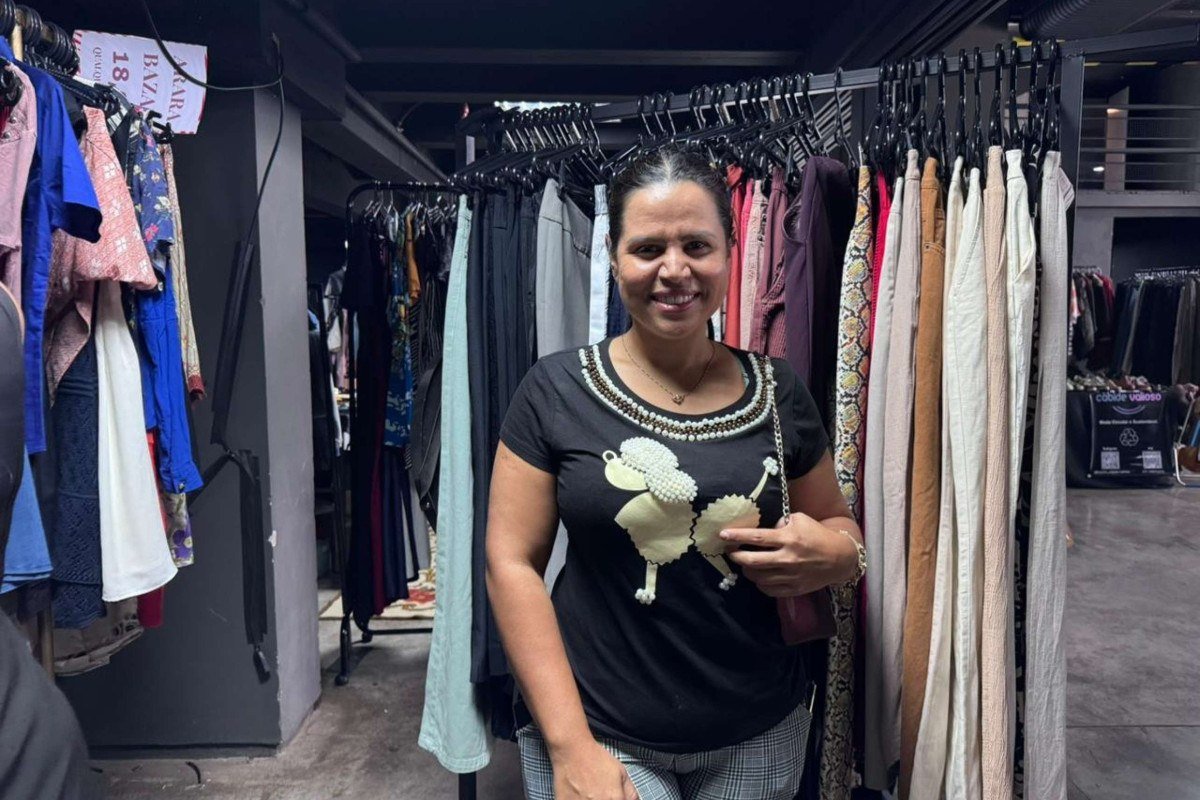A advogada Michelle Nunes ama a exclusividade das roupas de brech&oacute; 