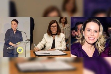 Na imagem, da esquerda para a direita: Tarciana Medeiros, presidente do Banco do Brasil, Magda Chambriard, CEO da Petrobras, e Lívia Chanes, CEO do Nubank no Brasil -  (crédito: Reprodução/Redes Sociais)