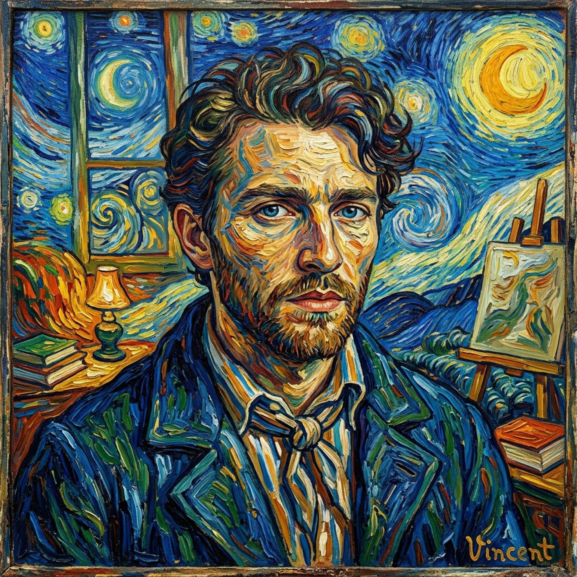 Pintura no estilo de Van Gogh, criada por IA