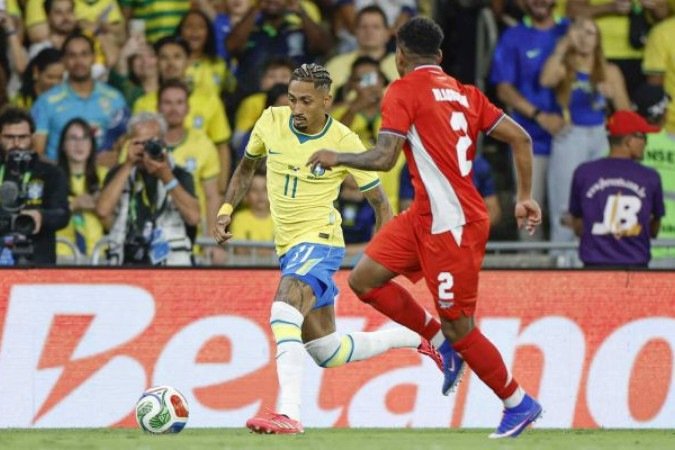 Raphinha atuou os primeiros 45 minutos do amistoso - (crédito: Foto: Rafael Ribeiro / CBF) Raphinha atuou os primeiros 45 minutos do amistoso - (crédito: Foto: Rafael Ribeiro / CBF)