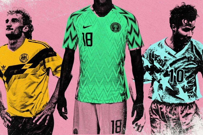 Japão e México usaram alguns dos uniformes mais marcantes da Copa do Mundo de 1998, disputada na França - (crédito: Getty Images) Japão e México usaram alguns dos uniformes mais marcantes da Copa do Mundo de 1998, disputada na França - (crédito: Getty Images)