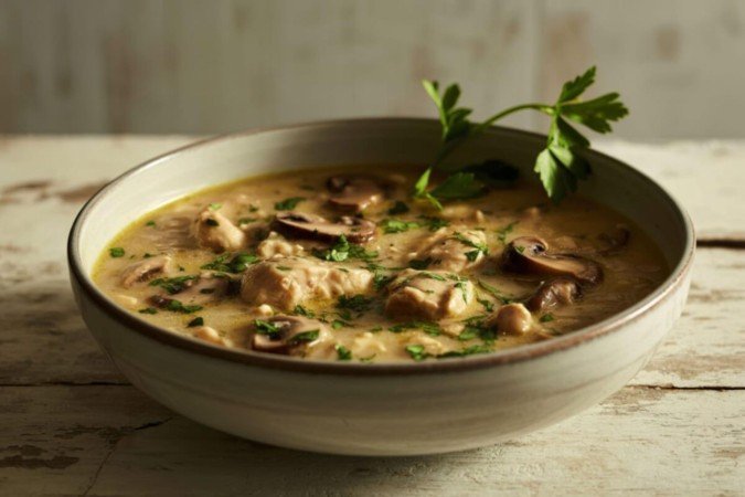 Sopa de frango com cogumelo (Imagem: dorcarmneana | Shutterstock) - (crédito: EdiCase) Sopa de frango com cogumelo (Imagem: dorcarmneana | Shutterstock) - (crédito: EdiCase)