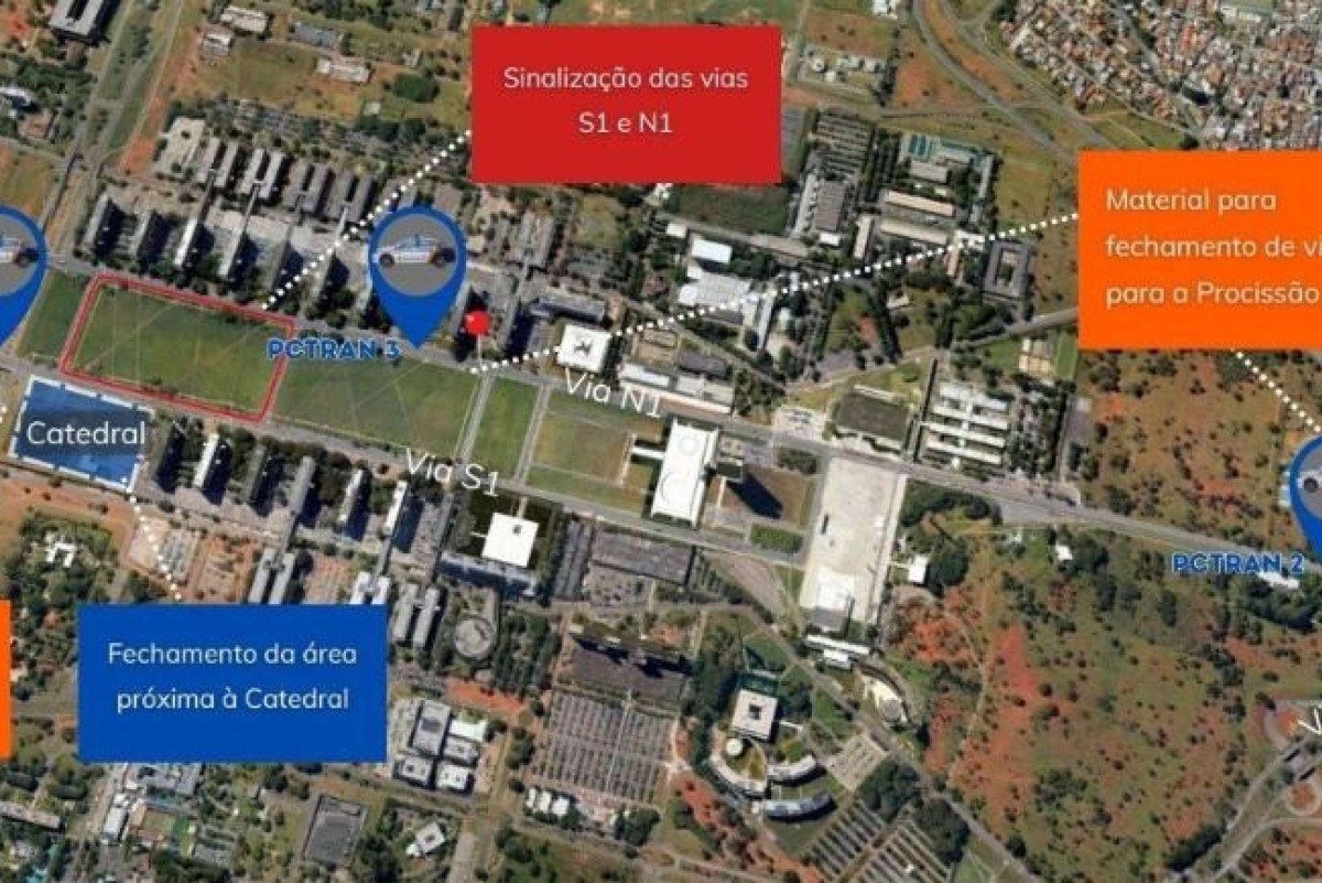 As interdi&ccedil;&otilde;es ter&atilde;o in&iacute;cio &agrave;s 23h59 desta quarta-feira (3). O Detran-DF far&aacute; o fechamento dos estacionamentos da Catedral, da C&uacute;ria e dos blocos A e B da Esplanada dos Minist&eacute;rios.