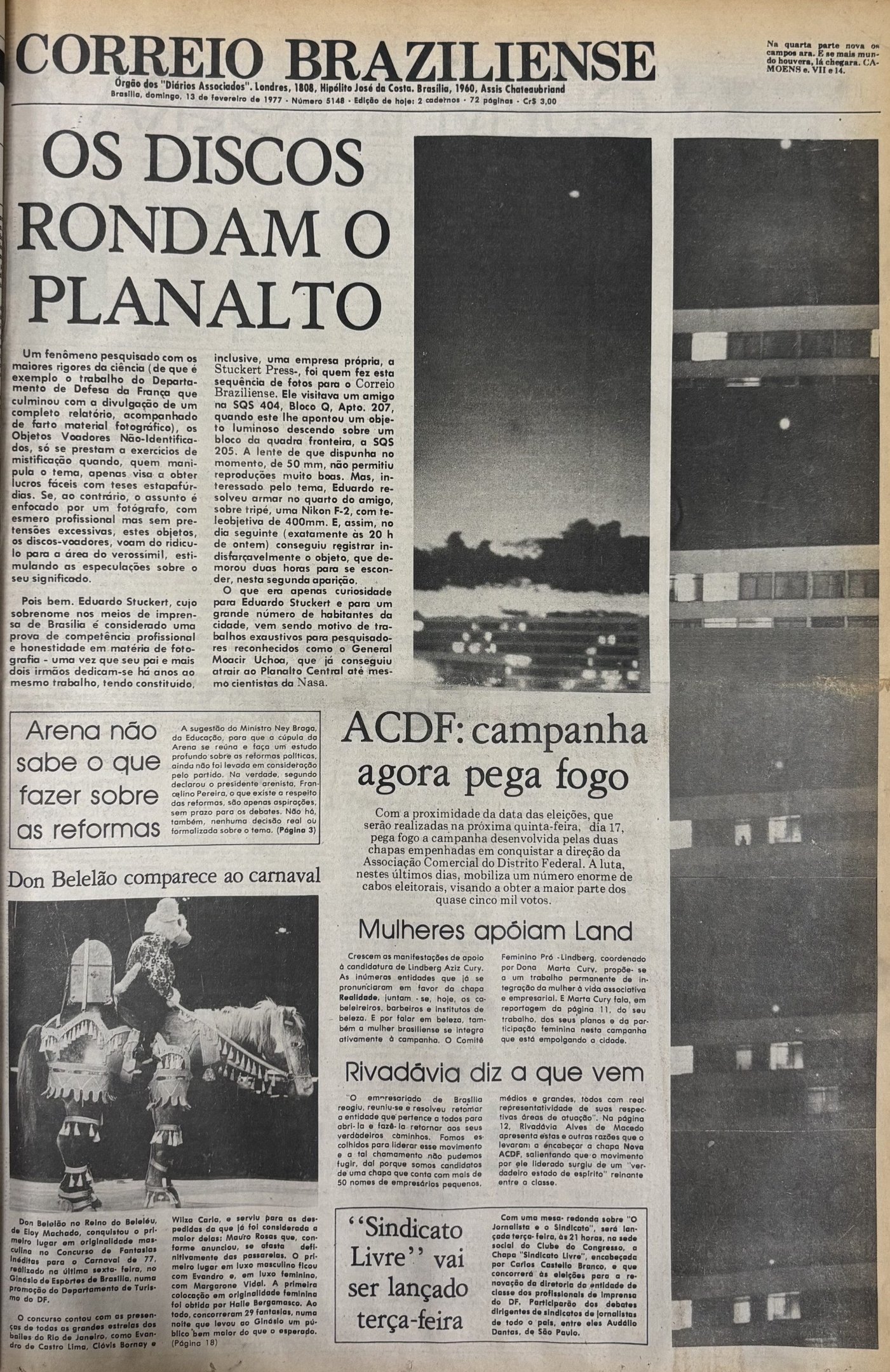 Capa do Correio Braziliense de 13 de fevereiro de 1977