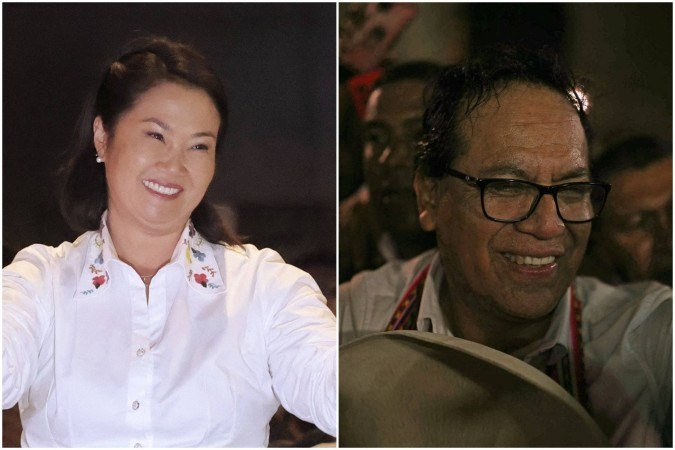 Peru: Fujimori e Sánchez têm empate técnico com 92% das urnas apuradas - (crédito: ANTHONY NINO DE GUZMAN / AFP E ERNESTO BENAVIDES / AFP) Peru: Fujimori e Sánchez têm empate técnico com 92% das urnas apuradas - (crédito: ANTHONY NINO DE GUZMAN / AFP E ERNESTO BENAVIDES / AFP)