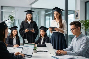 Profissionais rec&eacute;m-formados em ambiente corporativo, buscando desenvolvimento e acelera&ccedil;&atilde;o de carreira, como no programa de trainee do Santander. -  (crédito: Divulga&ccedil;&atilde;o)
