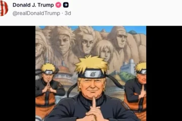 Trump de naruto - (crédito: Reprodução/Redes Sociais/Truth Social) Trump de naruto - (crédito: Reprodução/Redes Sociais/Truth Social)
