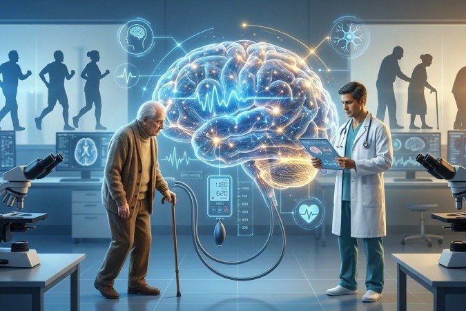 Estudo investiga a complexa relação entre fragilidade física, pressão alta e o risco de demência em pessoas idosas. - (crédito: Flow) Estudo investiga a complexa relação entre fragilidade física, pressão alta e o risco de demência em pessoas idosas. - (crédito: Flow)