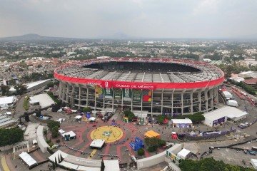 Aerial view of the Mexico City Stadium before the opening ceremony ahead of the 2026 World Cup Group A football match between Mexico and South Africa in Mexico City on June 11, 2026. - (crédito: Mario Vazquez/AFP) Aerial view of the Mexico City Stadium before the opening ceremony ahead of the 2026 World Cup Group A football match between Mexico and South Africa in Mexico City on June 11, 2026. - (crédito: Mario Vazquez/AFP)