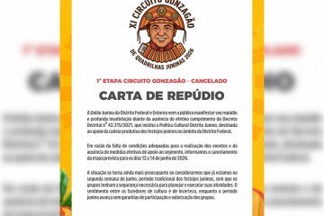 A entidade menciona que a decisão foi tomada pela 'ausência de condições adequadas para a realização do evento e da falta de efetivação das políticas públicas previstas pela Política Cultural Distrito Junino. 
 -  (crédito: Foto: Divulgação/União Junina)