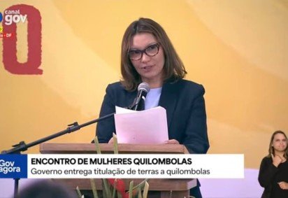A primeira-dama, Janja Lula da Silva, durante o III Encontro Nacional de Mulheres Quilombolas -  (crédito: Reprodução / YouTube / Governo Federal) -A primeira-dama, Janja Lula da Silva, durante o III Encontro Nacional de Mulheres Quilombolas -  (crédito: Reprodução / YouTube / Governo Federal)