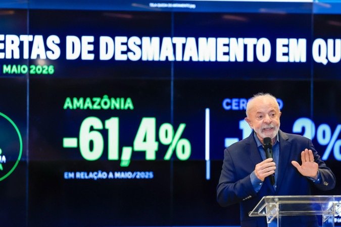 Presidente Lula no anuncio da redução do desmatamento da Amazônia e do Cerrado