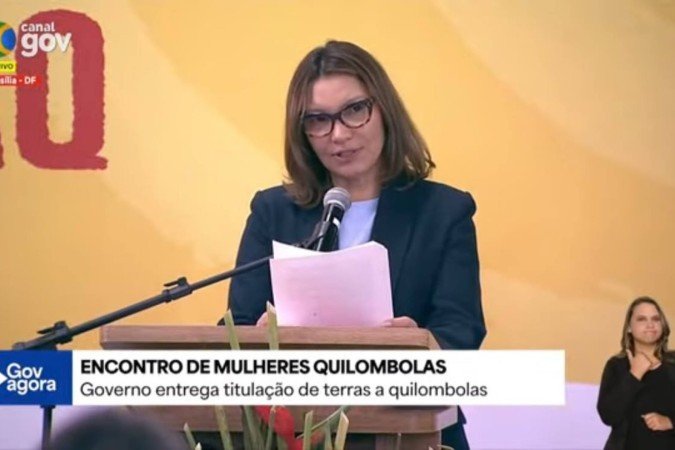 A primeira-dama, Janja Lula da Silva, durante o III Encontro Nacional de Mulheres Quilombolas - (crédito: Reprodução / YouTube / Governo Federal) A primeira-dama, Janja Lula da Silva, durante o III Encontro Nacional de Mulheres Quilombolas - (crédito: Reprodução / YouTube / Governo Federal)