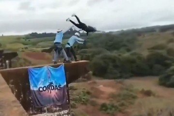 Maria Eduarda foi lançada sem cordas da ponte. SPU avaliará a melhor maneira de destruir pilares e vigas - (crédito: Reprodução/EPTV) Maria Eduarda foi lançada sem cordas da ponte. SPU avaliará a melhor maneira de destruir pilares e vigas - (crédito: Reprodução/EPTV)
