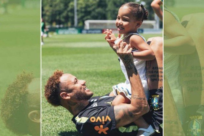 Neymar acompanhou tudo de perto e incentivou a filha conhecer o mascote - (crédito: Foto: Reprodução - Instagram) Neymar acompanhou tudo de perto e incentivou a filha conhecer o mascote - (crédito: Foto: Reprodução - Instagram)