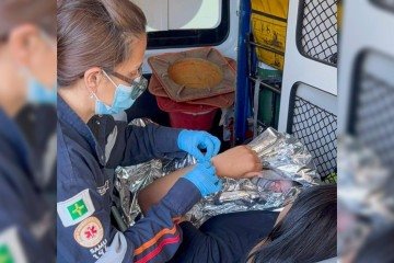 Emanuelle e o filho foram levados em segurança para o Hospital Regional da Asa Norte (Hran) -  (crédito: Divulgação/Samu-DF)