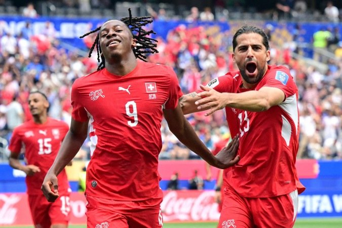 O meio-campista da Suíça, Johan Manzambi, autor de dois gols na vitória da equipe por 4 x 1 contra a Bósnia, pela Copa do Mundo de 2026 -  (crédito:  AFP)