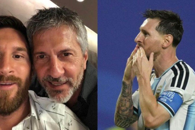Lionel Messi ao lado do pai, Jorge Horácio - (crédito: Reprodução/ Instagram / @Jorge.sole // Juan Mabromata / AFP) Lionel Messi ao lado do pai, Jorge Horácio - (crédito: Reprodução/ Instagram / @Jorge.sole // Juan Mabromata / AFP)