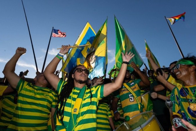 Copa do Mundo 2026, torcedores brasileiros nos Estados Unidos  -  (crédito: Isaiah Vazquez / GETTY IMAGES NORTH AMERICA / Getty Images via AFP)