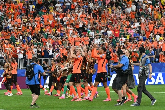 Brobbey (duas vezes), Gakpo (duas vezes) e Summerville marcaram para a Holanda, que enfrenta os tunisianos na terceira e última rodada, na próxima quinta-feira (25/6) -  (crédito: RONALDO SCHEMIDT / AFP)