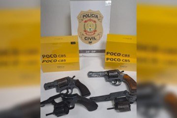 As armas foram apreendidas pelos agentes da 38ª Delegacia de Polícia Civil (Vicente Pires) - (crédito: PCDF/Divulgação) As armas foram apreendidas pelos agentes da 38ª Delegacia de Polícia Civil (Vicente Pires) - (crédito: PCDF/Divulgação)