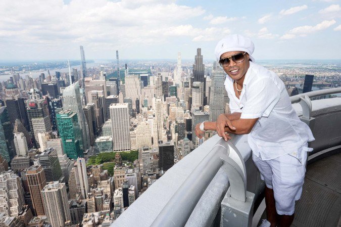 Ronaldinho visits the Empire State Building on June 12, 2026 in New York City.