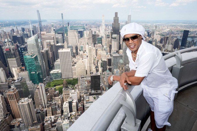 Ronaldinho visits the Empire State Building on June 12, 2026 in New York City. 