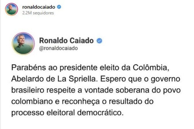 Caiado propõe uma atuação mais próxima com novo governo