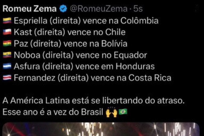 Zema fala em avanço da direita na América Latina