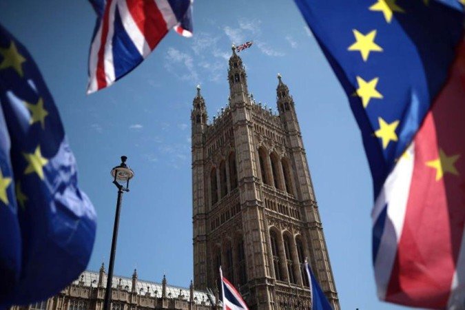 Manifestação contra o Brexit em Londres - (crédito: Vuk Valcic/SOPA Images/LightRocket via Getty Images) Manifestação contra o Brexit em Londres - (crédito: Vuk Valcic/SOPA Images/LightRocket via Getty Images)