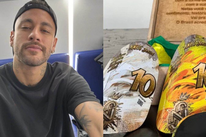 Caneleiras de Neymar para Copa do Mundo custam mais de R$ 7 mil cada par - (crédito: Reprodução/Instagram) Caneleiras de Neymar para Copa do Mundo custam mais de R$ 7 mil cada par - (crédito: Reprodução/Instagram)