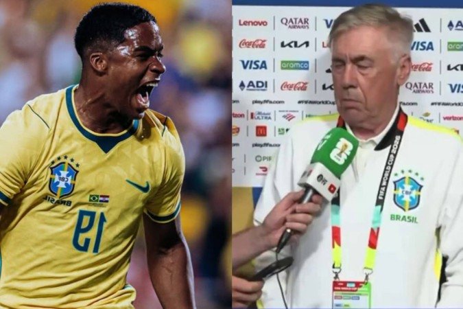 Endrick reage e dispara a real sobre relação com Ancelotti na Copa - (crédito: Reprodução/Instagram/CazéTV no Youtube) Endrick reage e dispara a real sobre relação com Ancelotti na Copa - (crédito: Reprodução/Instagram/CazéTV no Youtube)