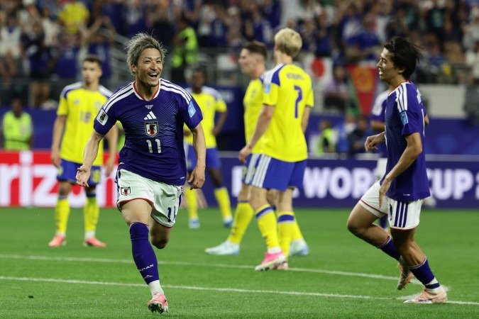 Daizen Maeda abriu o placar do jogo, aos 10 minutos do segundo tempo -  (crédito: Aric Becker/AFP)