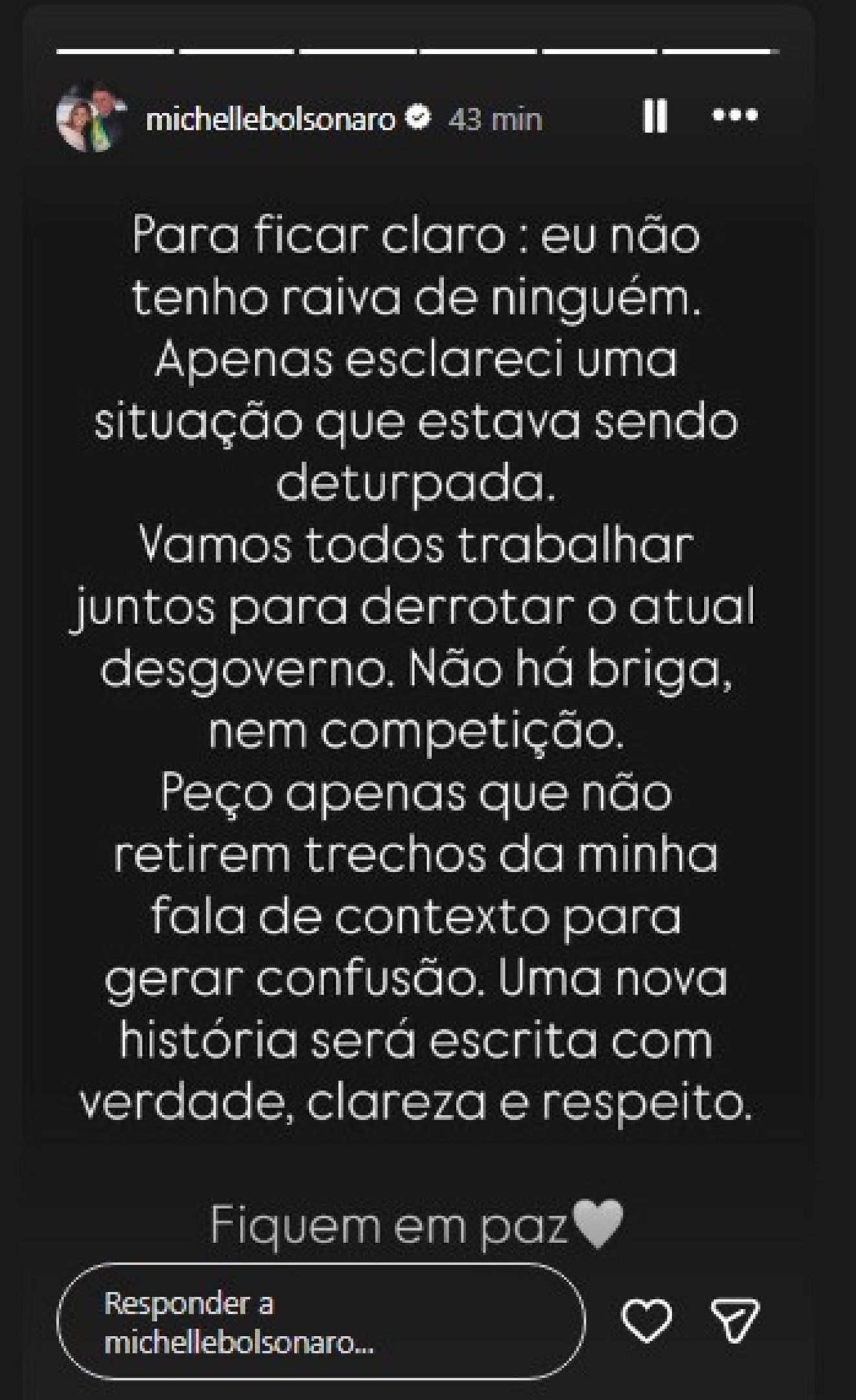 Publica&ccedil;&atilde;o de Michelle Bolsonaro