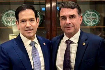  Secretário Marco Rubio e Flávio Bolsonaro -  (crédito: Redes Sociais)