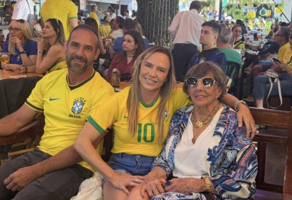 Governadora Celina Leão (PP) com o marido, Fabricio Faleiro, e a mãe, Maria Célia Leão: matriarca foi internada com fortes dores no peito -  (crédito: Fotos: Instagram)