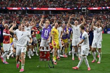 Seleção norueguesa comemora classifiucação às oitavas de final da Copa de 2026 após vitória por 2 x 1 contra a Costa do Marfim -  (crédito: Paul ELLIS / AFP)