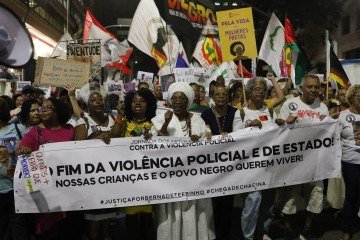 Ato contra violência policial no Rio de Janeiro: estatísticas mostram ser frequente o negro como vítima  -  (crédito: Fernando Frazão/Agência Brasil)