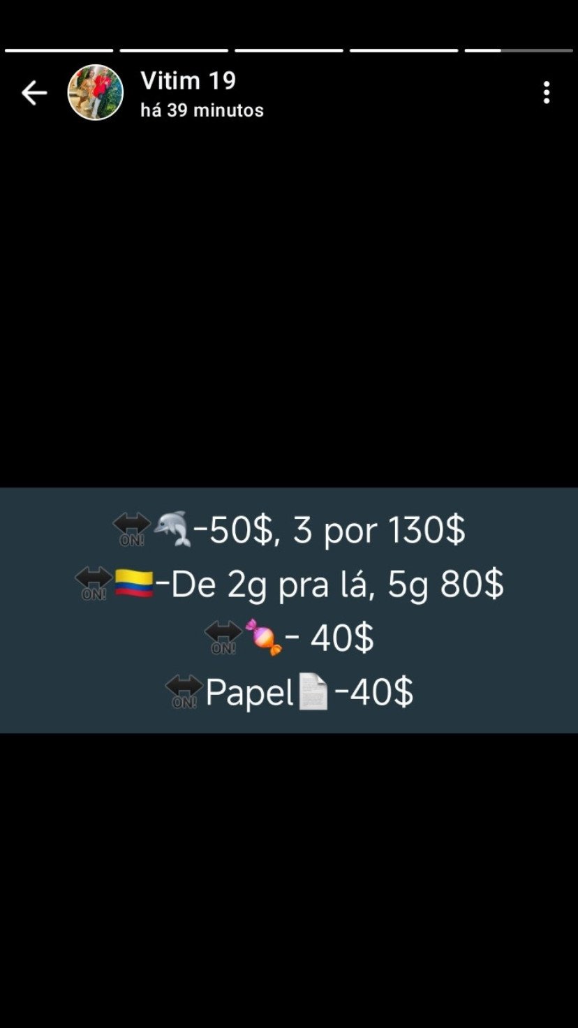 Emojis eram usados para indicar disponibilidade das drogas