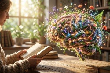 A leitura diária promove o fortalecimento cerebral e novas conexões neurais, simbolizadas pelo florescimento da mente. - (crédito: Flow) A leitura diária promove o fortalecimento cerebral e novas conexões neurais, simbolizadas pelo florescimento da mente. - (crédito: Flow)