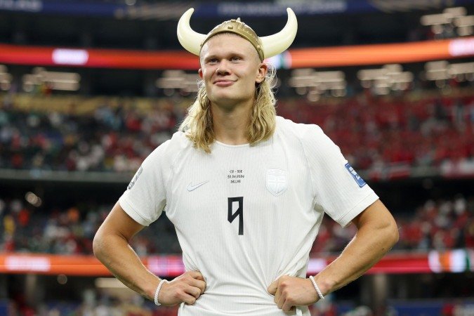 Haaland marcou 55 gols em 49 partidas por seu país - (crédito: Getty Images) Haaland marcou 55 gols em 49 partidas por seu país - (crédito: Getty Images)