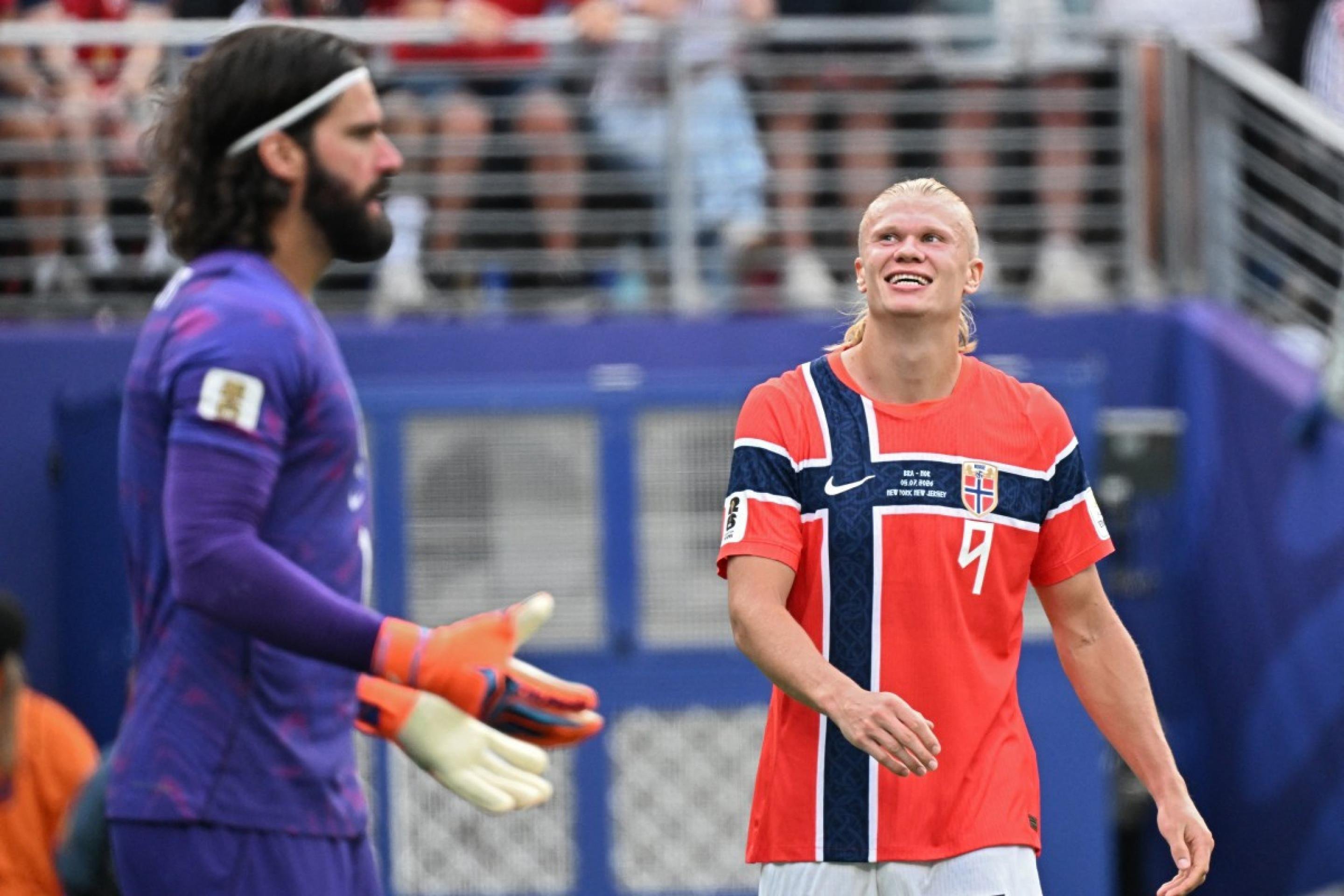 Haaland no jogo entre Brasil e Noruega