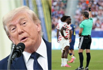 Segundo o presidente americano, o lance que levou à expulsão não justificava um cartão vermelho -  (crédito: Mandel Ngan/AFP, Charlotte Wilson / GETTY IMAGES NORTH AMERICA / Getty Images via AFP) -Segundo o presidente americano, o lance que levou à expulsão não justificava um cartão vermelho -  (crédito: Mandel Ngan/AFP, Charlotte Wilson / GETTY IMAGES NORTH AMERICA / Getty Images via AFP)