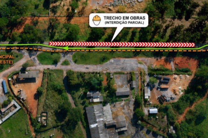 Os motoristas que utilizam essa via serão redirecionados para um desvio principal sinalizado no sentido leste, que circunda a área de intervenção - (crédito: Divulgação: DER-DF) Os motoristas que utilizam essa via serão redirecionados para um desvio principal sinalizado no sentido leste, que circunda a área de intervenção - (crédito: Divulgação: DER-DF)