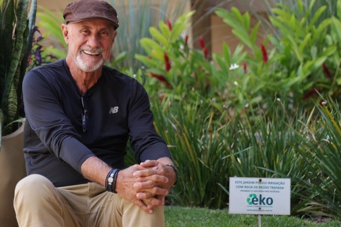 O síndico Carlos Cesar conta com a água de reúso no condomínio