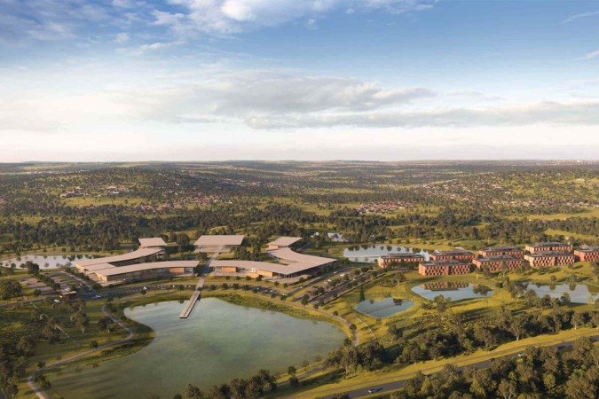 Projeção do câmpus: 20 hectares em modelo horizontal, com prédios acadêmicos e residenciais integrados -  (crédito: Divulgação/ITEC)