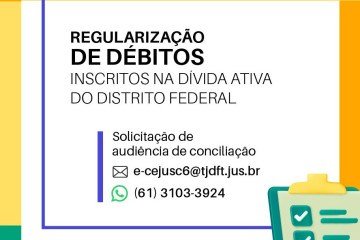 Interessados em regularizar débitos podem pedir audiência de conciliação via e-mail ou WhatsApp, conforme detalhado - (crédito: TJDFT) Interessados em regularizar débitos podem pedir audiência de conciliação via e-mail ou WhatsApp, conforme detalhado - (crédito: TJDFT)
