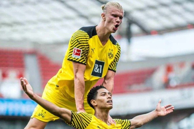 Erling Haaland e Jude Bellingham levam a amizade dos tempos de Borussia Dortmund para as quartas de final da Copa do Mundo -  (crédito: Lukas Schulze/Bundesliga)