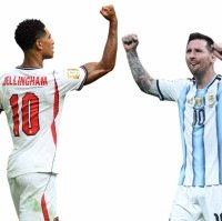 Bellingham e Messi carregaram as esperanças das camisas 10 de Inglaterra e Argentina na semifinal de Atlanta -  (crédito: Roberto Schmidt e Thomas Coex/AFP)